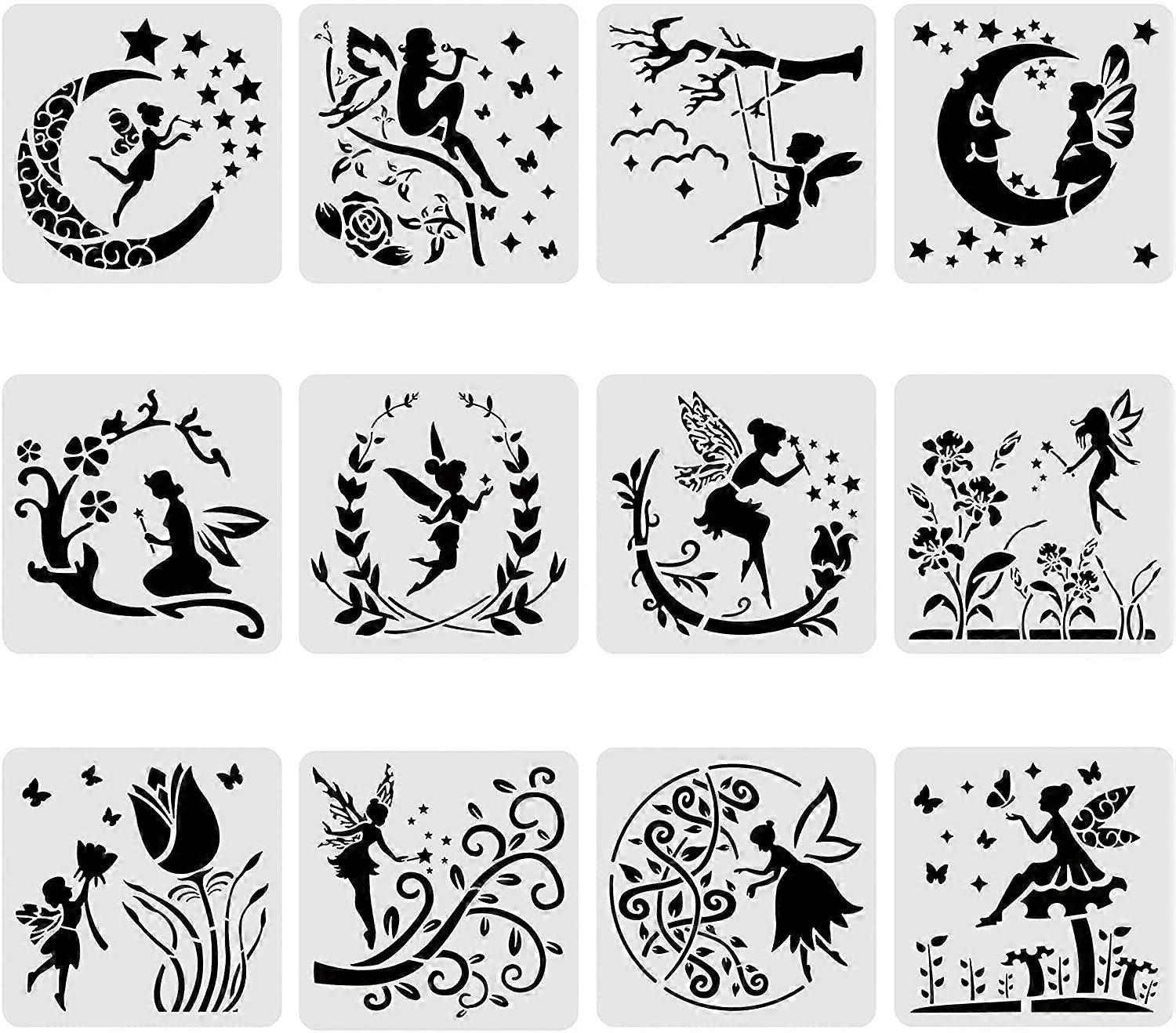 12PCS Plastic Drawing Painting Template Stencil