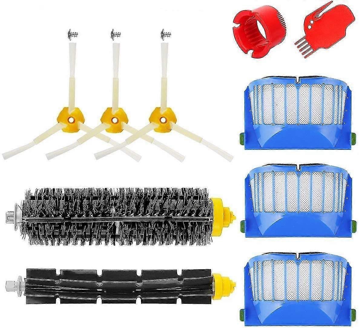 Brush Kit For Roomba 600 Series - Kit Of 10 Accessory Pieces (side Brushes, Filters, Cerda Brush And Etc.) For Robot Vacuum Cleaner. - -
