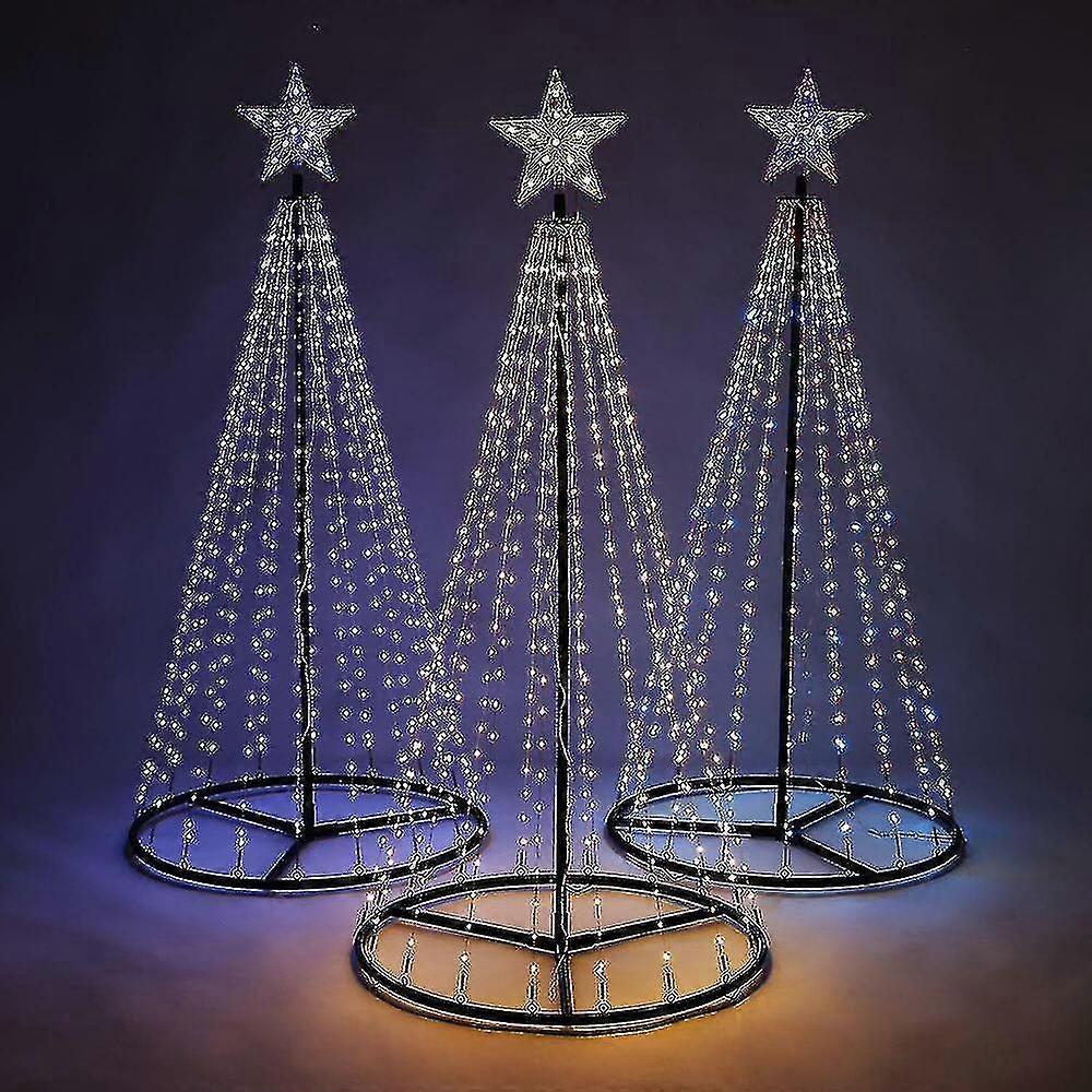 Christmas Cone Tree Decoration Led Lights Star Xmas Home Indoor & Outdoor Tree