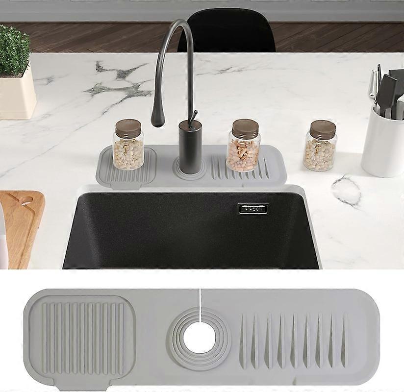 Gray Kitchen Faucet Splash Guard - 3 in 1 Splash Guard with 5 Ramp