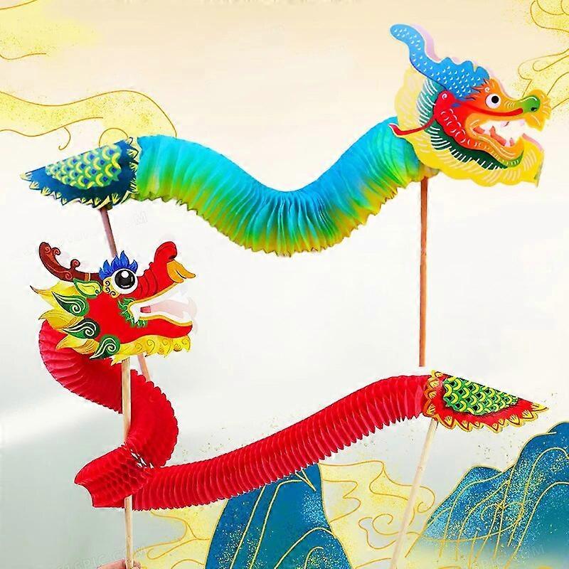 DIY Paper Dragon Craft Material Chinese New Year Decor Dance Three-Dimensional Pull Flower