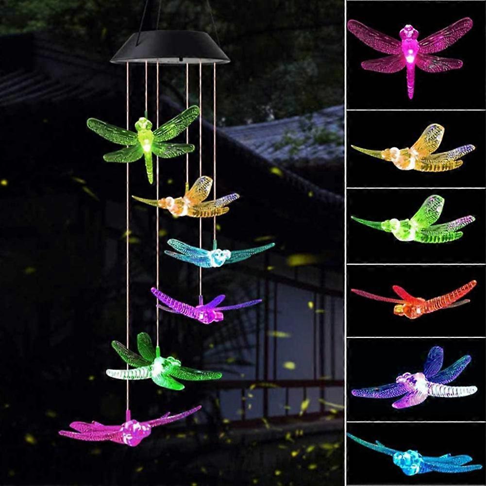 Outdoor Solar Windchimes Light Changing Color LED Hanging Light Colorful Gradient Solar Decorative Lamp for Outdoor Garden