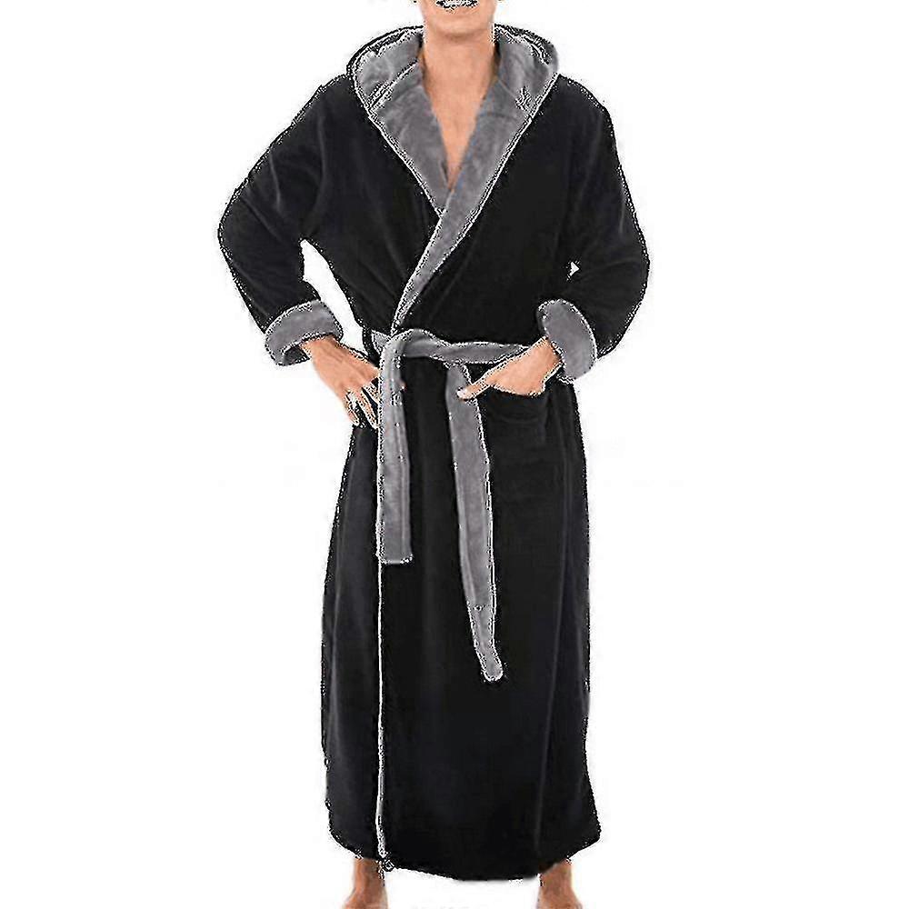 Erkek Sabahlık Polar Kapüşonlu Gecelik Bornoz Pijama