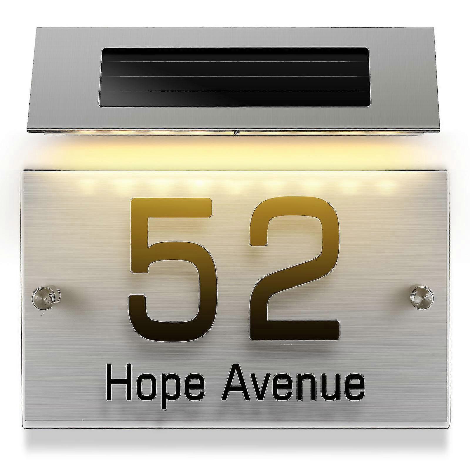 1 Set Address Sign House Number Solar Doorplate Lamp Address Number Plate