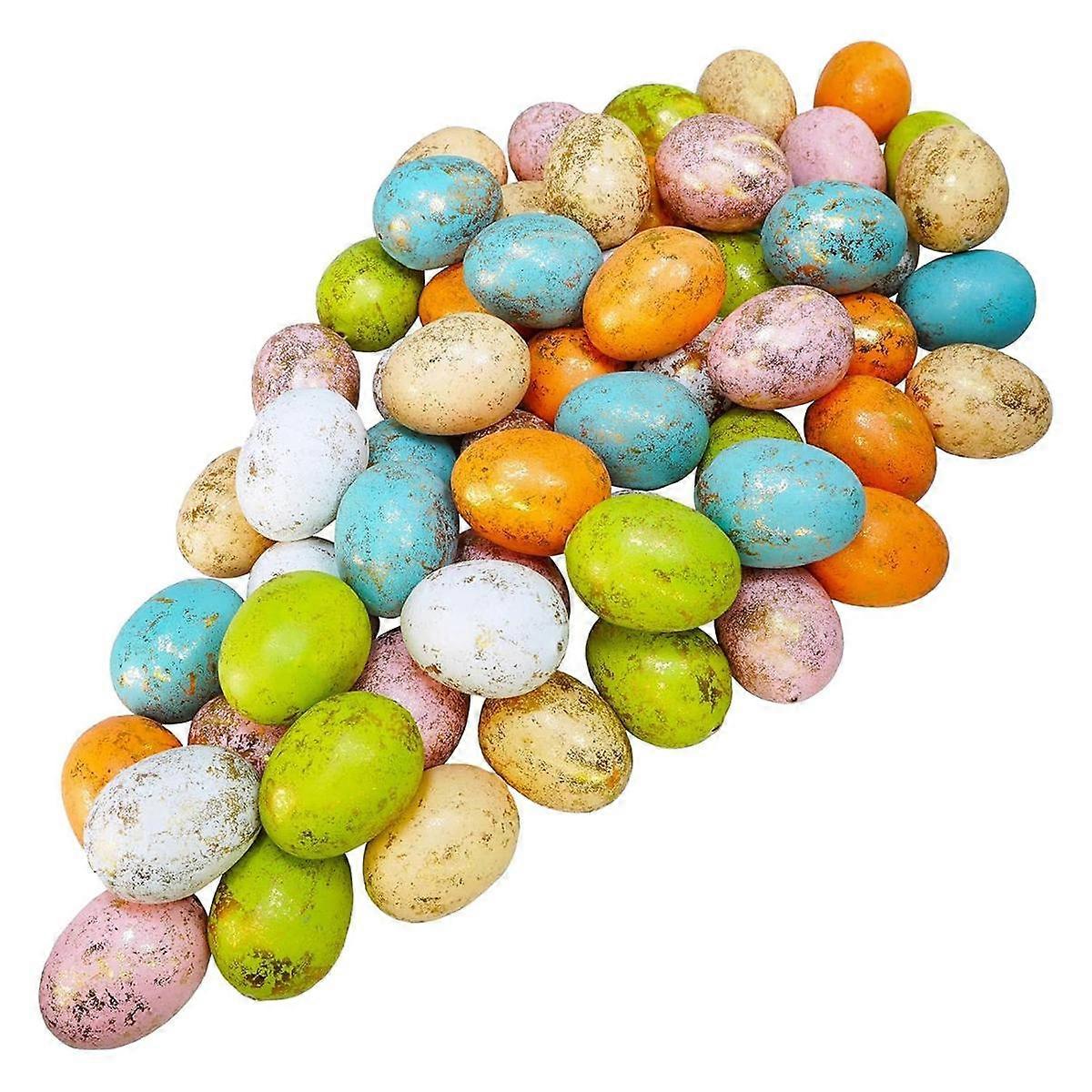 60 Pcs 6 Colors Foam Easter Eggs Pastel Easter Eggs Decorations Gold Easter Eggs Decorative Gold Sp