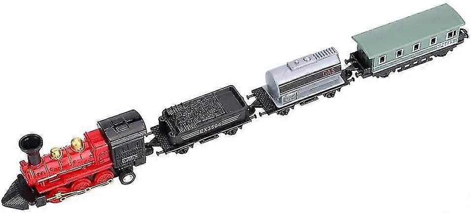 Retro Steam Train Classical Alloy Plastic Simulated Train Pull-back Model Child Toy Gift Set(red)