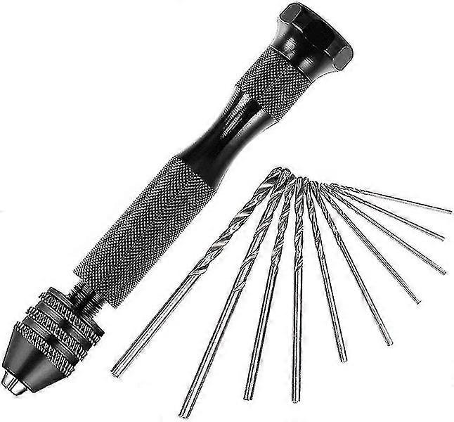 Precision Hand Drill Pin Vise with 10pcs Mini Micro Twist Bits