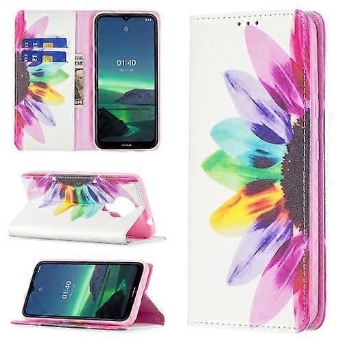 For Nokia 1.4 Colored Drawing Pattern Invisible Magnetic Horizontal Flip PU Leather Case