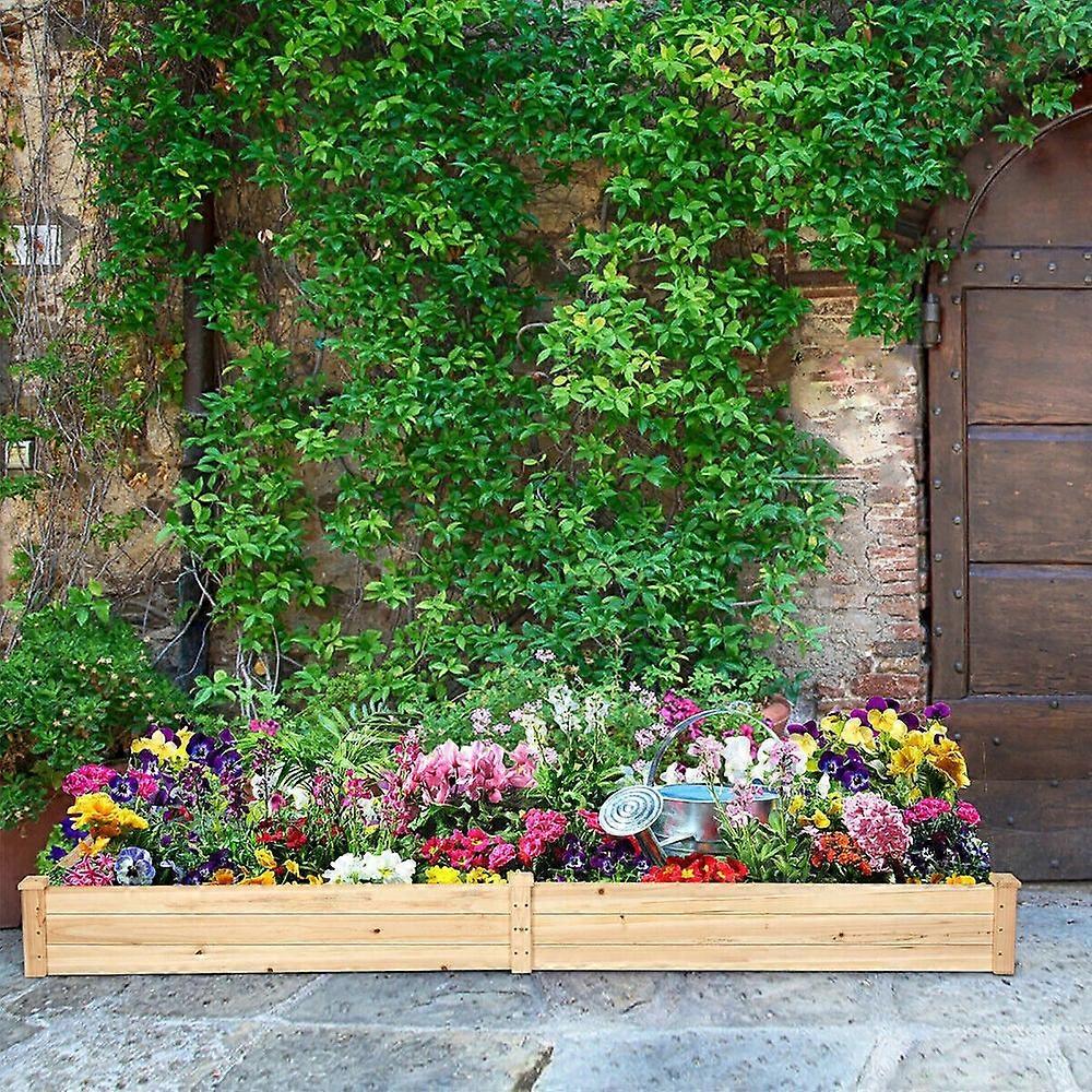 Garden Rectangular Wood Plant Seeds Bed