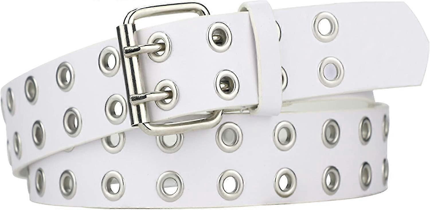 女士带铆钉皮带，黑色皮带女士男士带镶钉孔