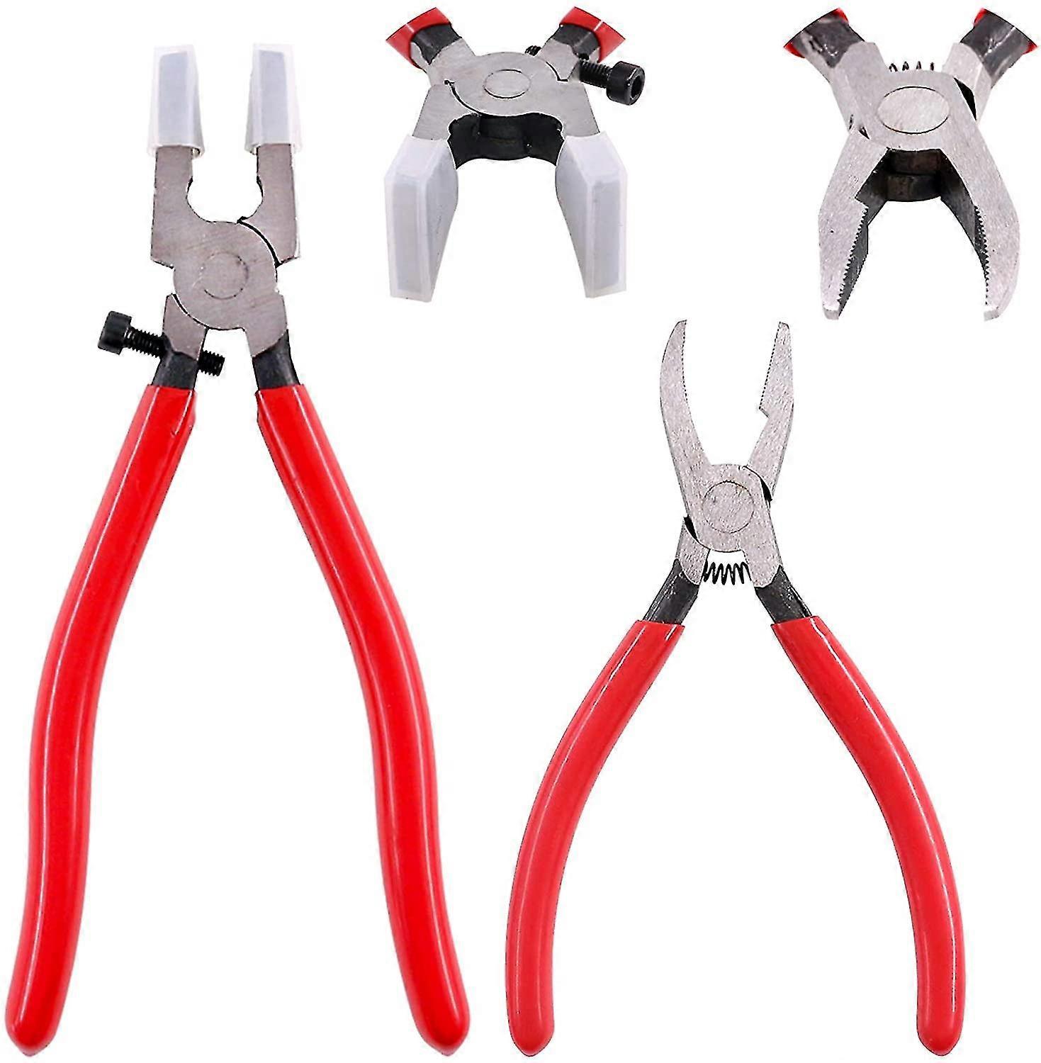 2-pcs Premium Glass Running Breaking Pliers Grozier Pliers Set Glass Tools Mosaic Tools For Stained Glass Mosaics And Fusing Work