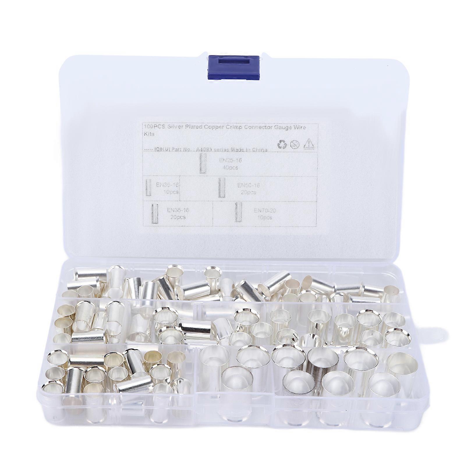 100Pcs Wire Copper Crimp Connector Stable Performance Strong Electrical Conductivity Anti Oxidation Wire Ferrules