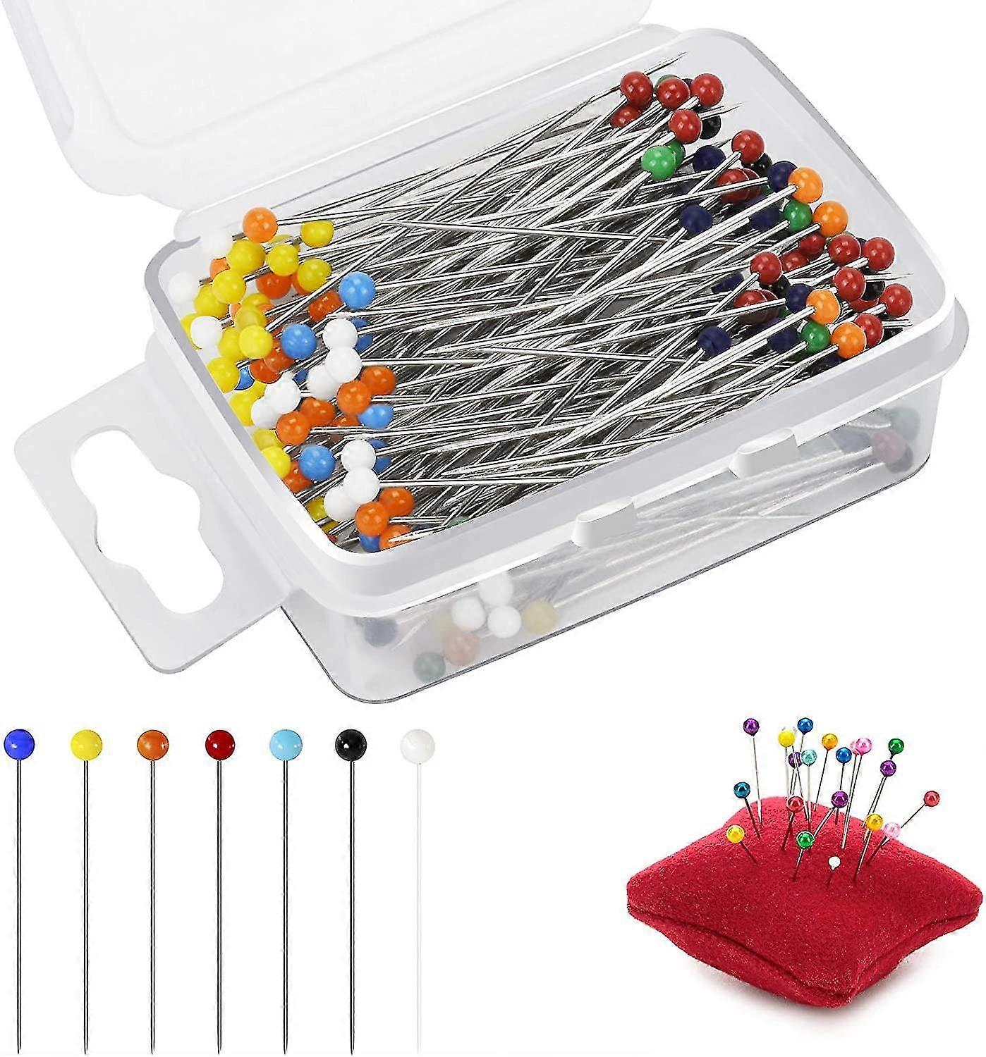 Handmade Fixed Needle Glass Head Needles Colored Beading Needles Positioning Needles For Garment Making Process (color) (100)