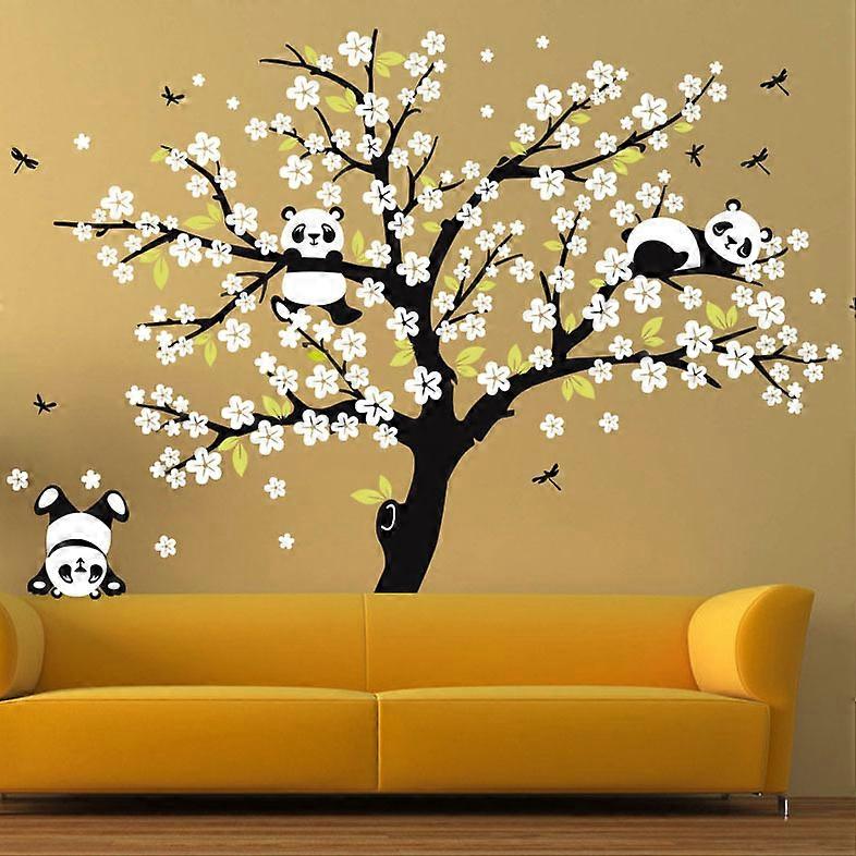 1 set Pandas lying on Trees Branches Wall Decor
