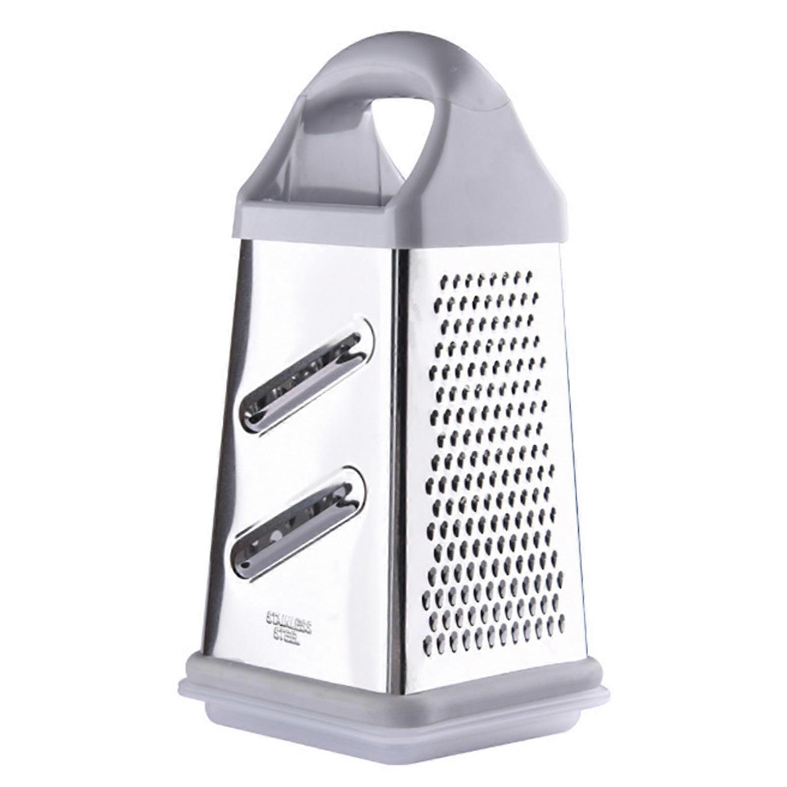 Vegetable Slicer Non-Slip Base Mirror Polish Ergonomic Handle with Storage Box Wide Application Slice Vegetables Stainless Steel Four-side Potato Chee