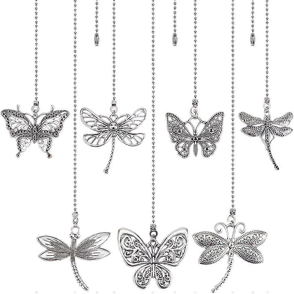 8 Style Butterfly Dragonfly Ceiling Fan Pull Chain Extender Charm Pendant Adjustable Decorative 12.6 Inch Extension Connector Ball Bead Cord Replaceme