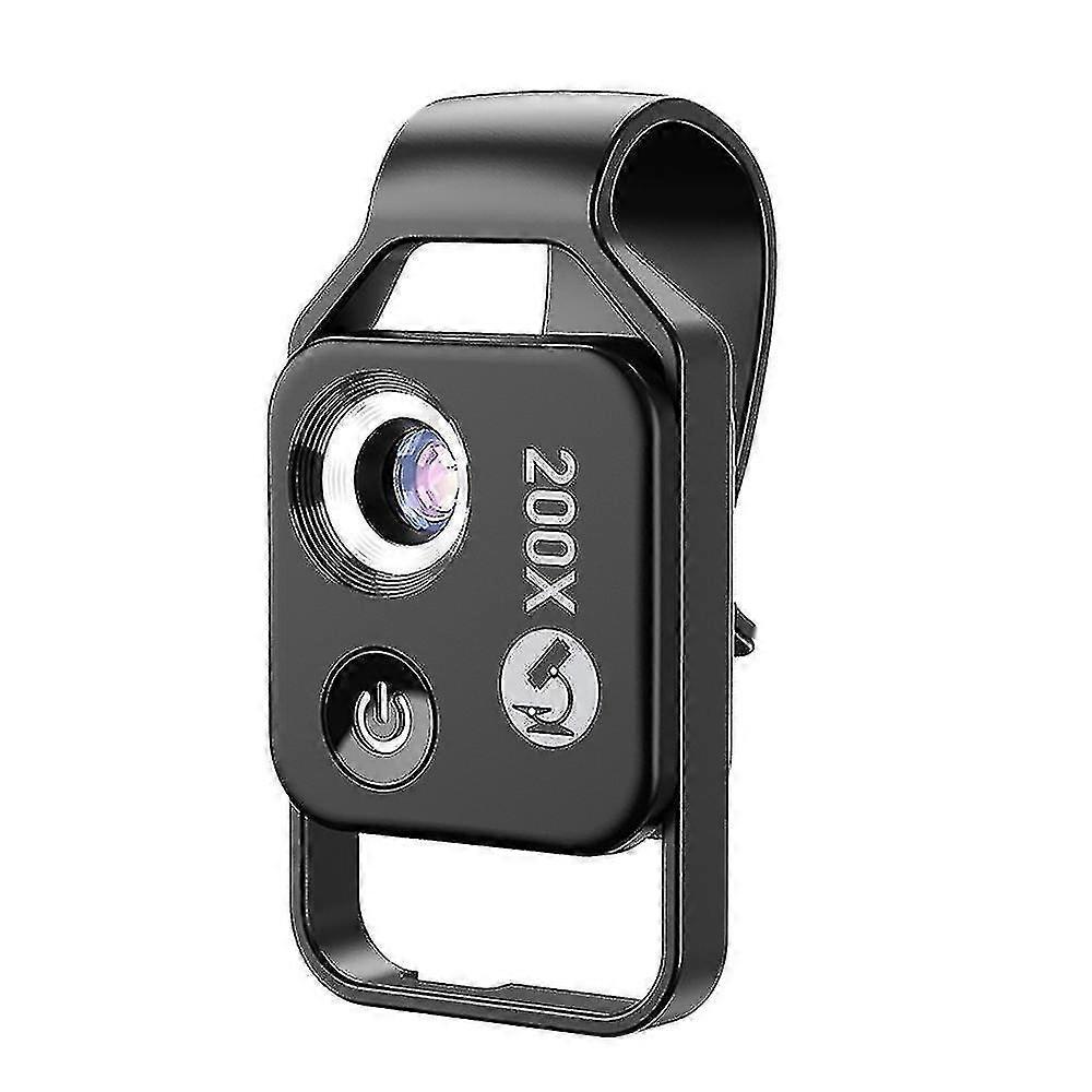 200x Mobile Phone Microscope -lens Universal Clip Led Light Pocket Mini Magnifying Glass Microscope