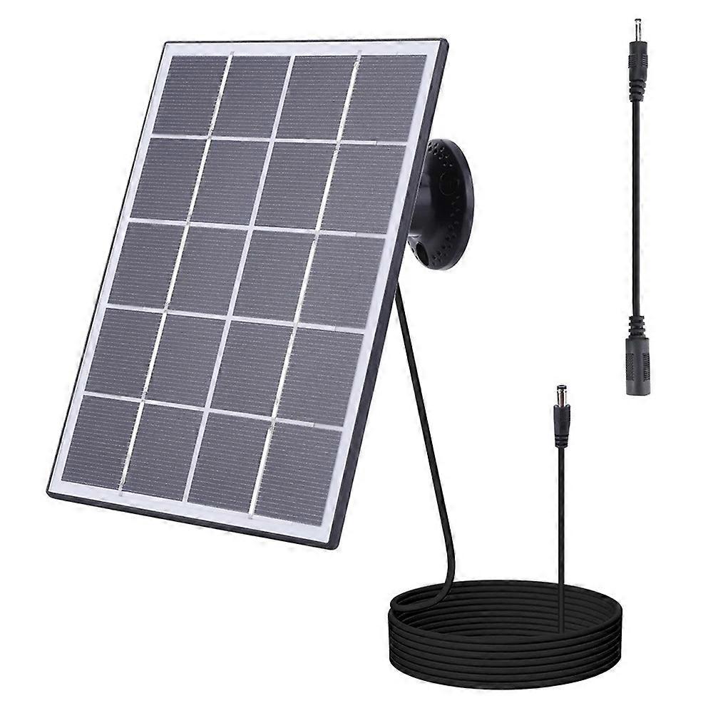 3W Solar Panel Doorbell Surveillance Camera Charger with DC55x21 DC3.5x1.35 Output Interface - Black