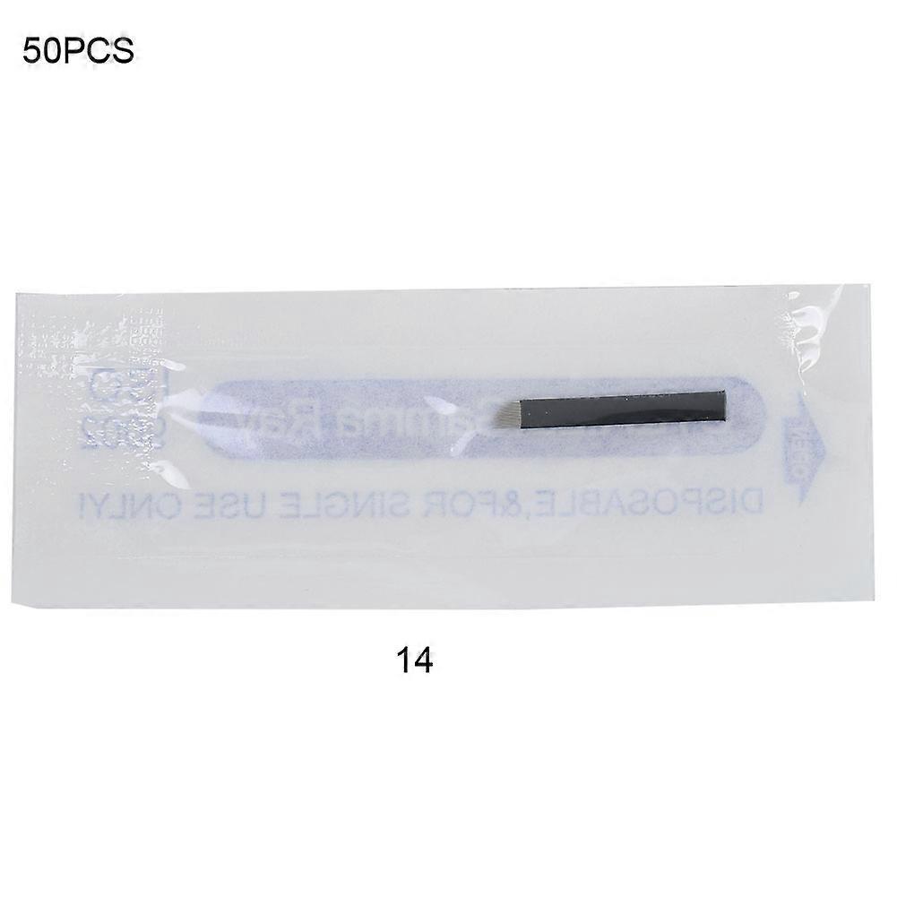 50pcs Microblading Eyebrows Needles Eyebrow Eye Lips Tattoo Needles 9/12/14/16/21 Pins (14 pin)