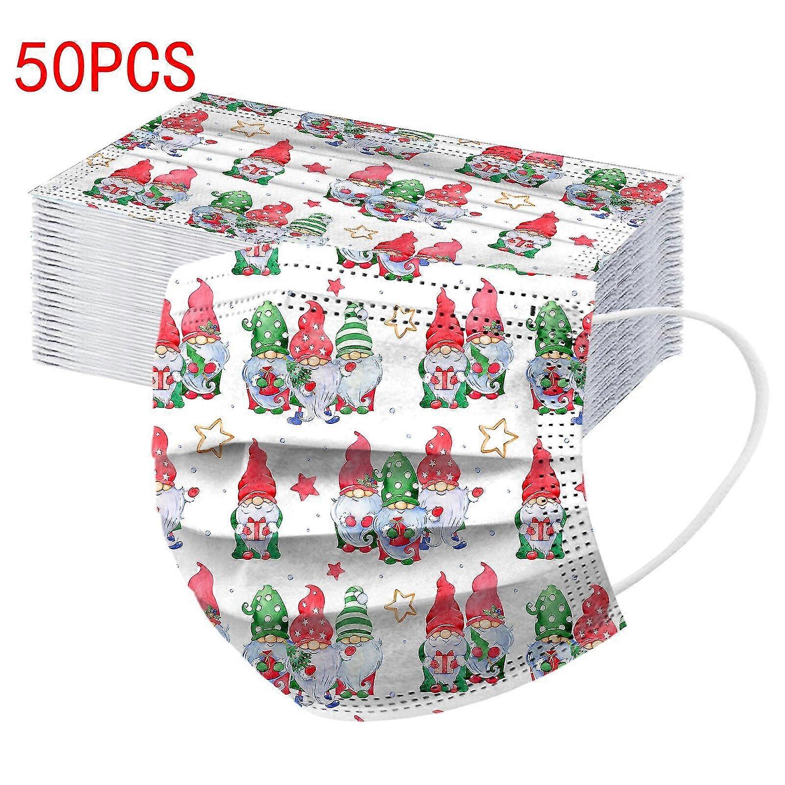 50pcs Kawaii Disposable Mask Adult Printed 3ply Filters Christmas Decoration For Face Festive Navidad Masks Mascarilla Halloween
