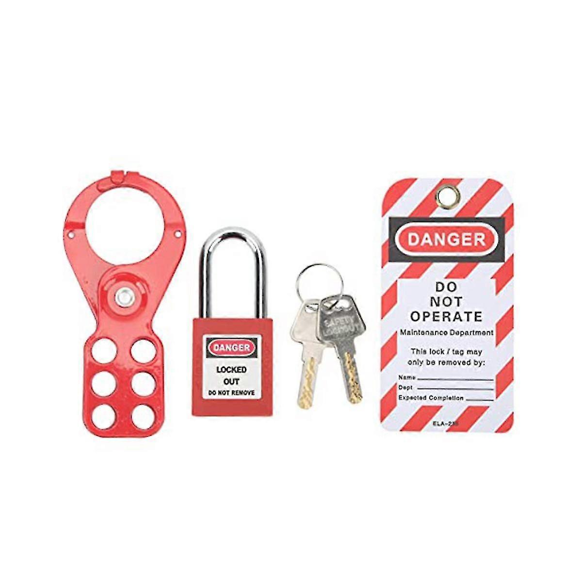 Padlocks Hasps Set, Lockout Tagout Kit 6 Hole Design Security Tamper Proof for Industrial Equipment