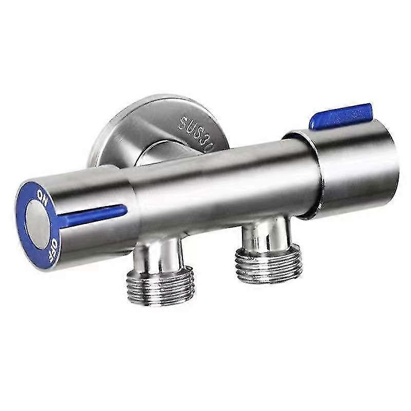 Double Handle Stainless Steel Cold Water Faucet Bathroom Washing Machine Faucet Two Ways Out Water T