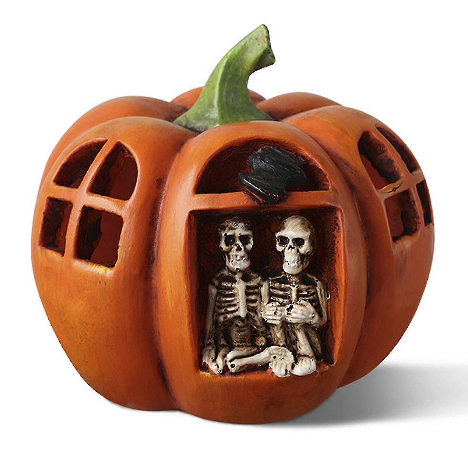 Resin Pumpkin Skull Lamp Led Night Light For Halloween Party Home Decor