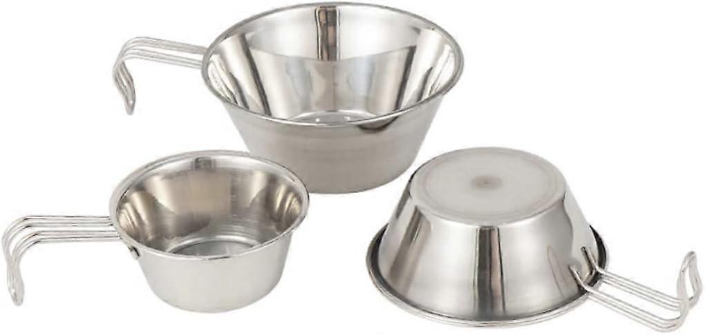 أوعية خلط الفولاذ المقاوم للصدأ وعاء مياه نزهة محمول مع مقبض كوب قابل للطي للشواء ، أوعية نزهة مع مقبض للخارج 3 قطع