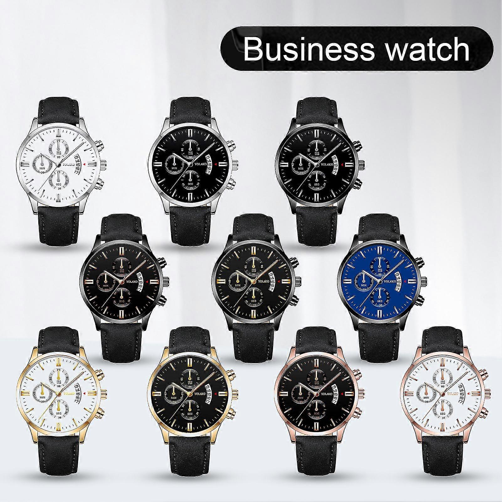 Men's Stylish Business Quartz Wristwatch with Round Dial and Calendar