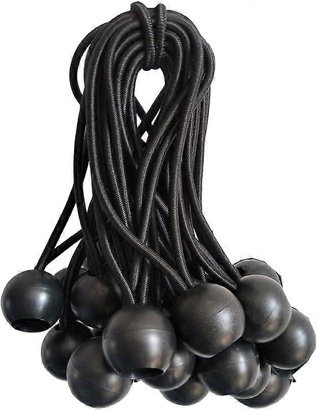20 Pacotes de Cordas de Bola Bungee - Cordas de Amarração Pretas de 5 Polegadas para Abrigo de Lona Canopy Wall Pipe