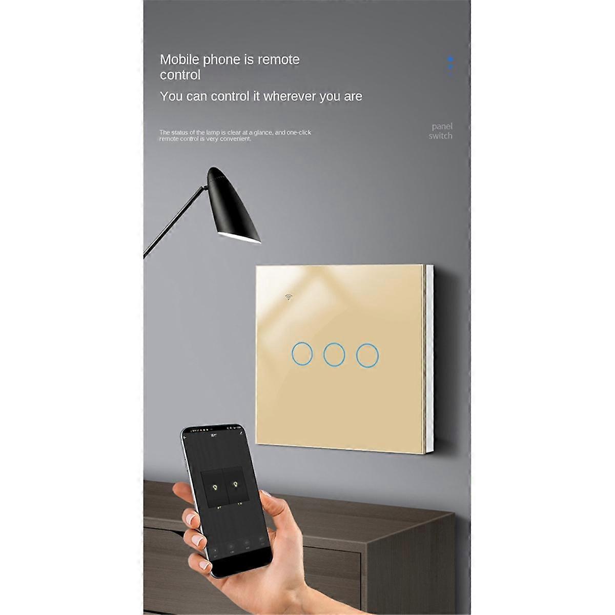 Tuya Zigbee Smart Switch Touch Light Switch Single Zero Fire Line Universal 1 Switch Gold