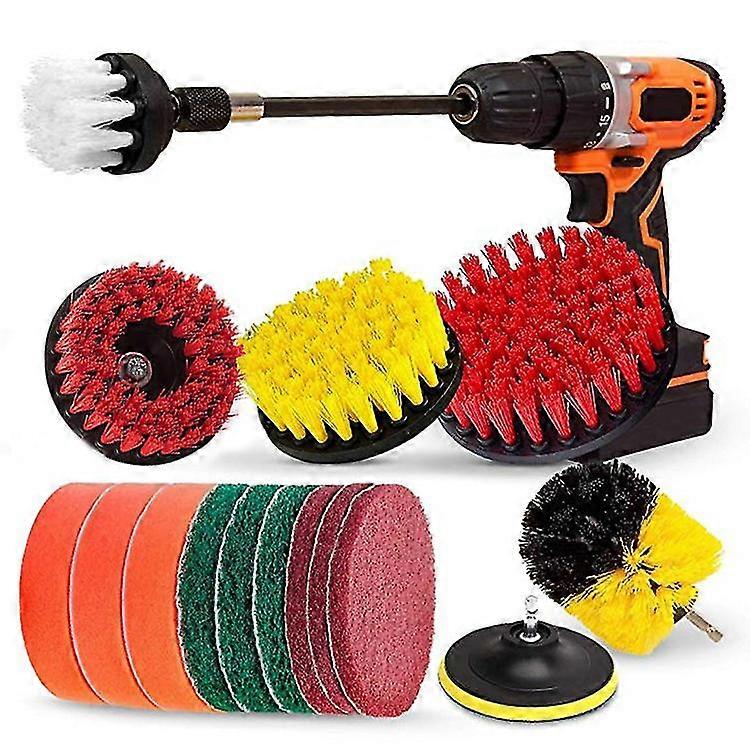 Drill Brush And Scrub Pads Cleaning Sets With Extension Bar Nylon Drill Powered