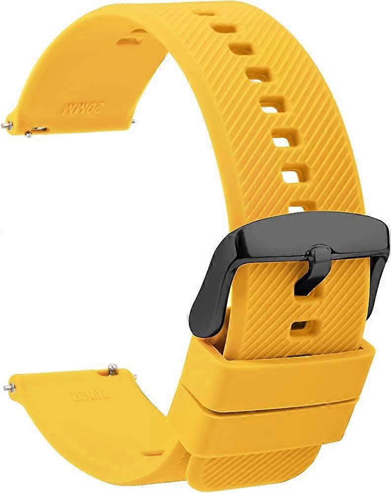 Silicone Watch Straps 20mm - Quick Release Watch Bands Soft Rubber Black