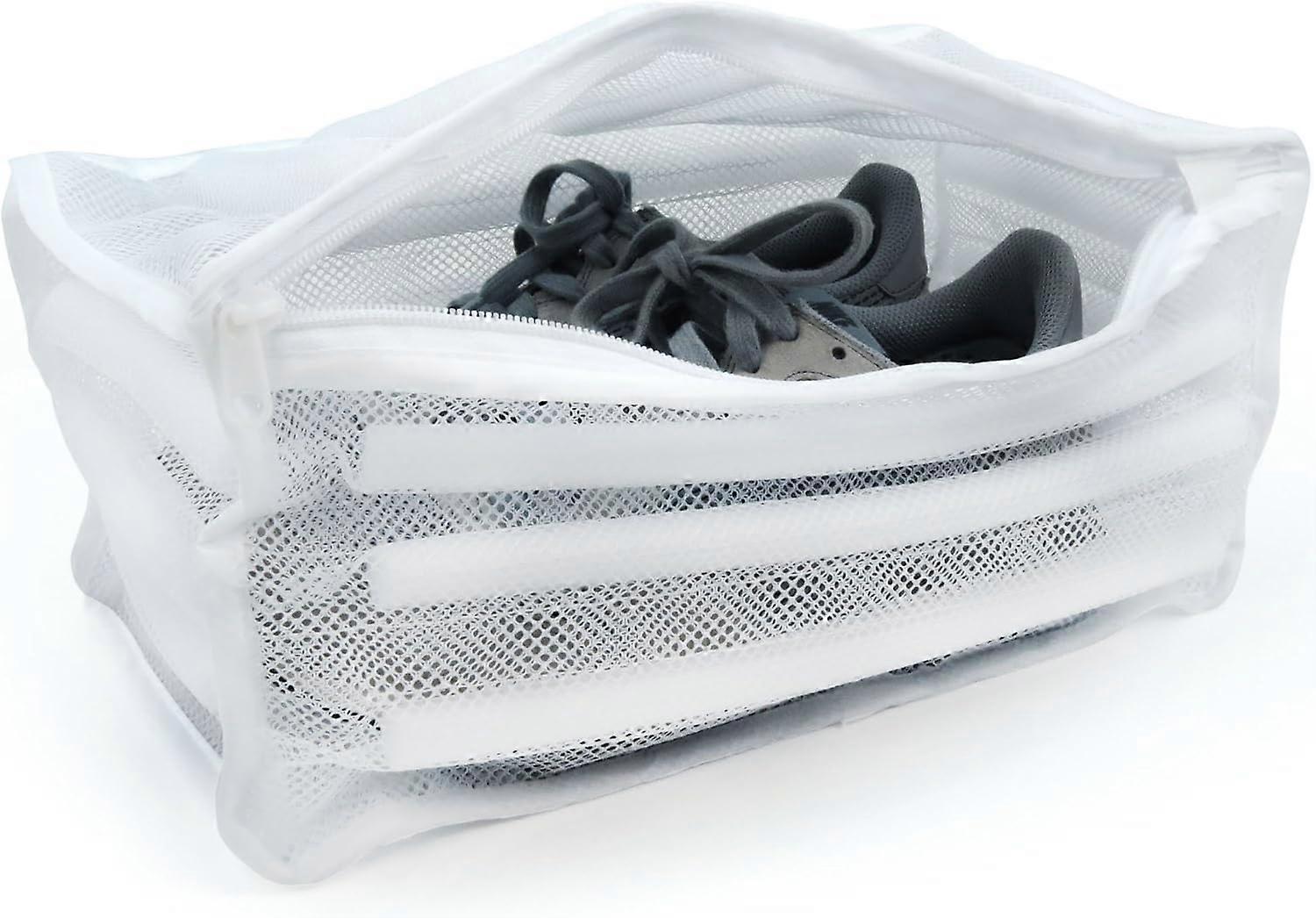 White Padded Mesh Net Wash Bag with Zipper, Protector for Washing Machine