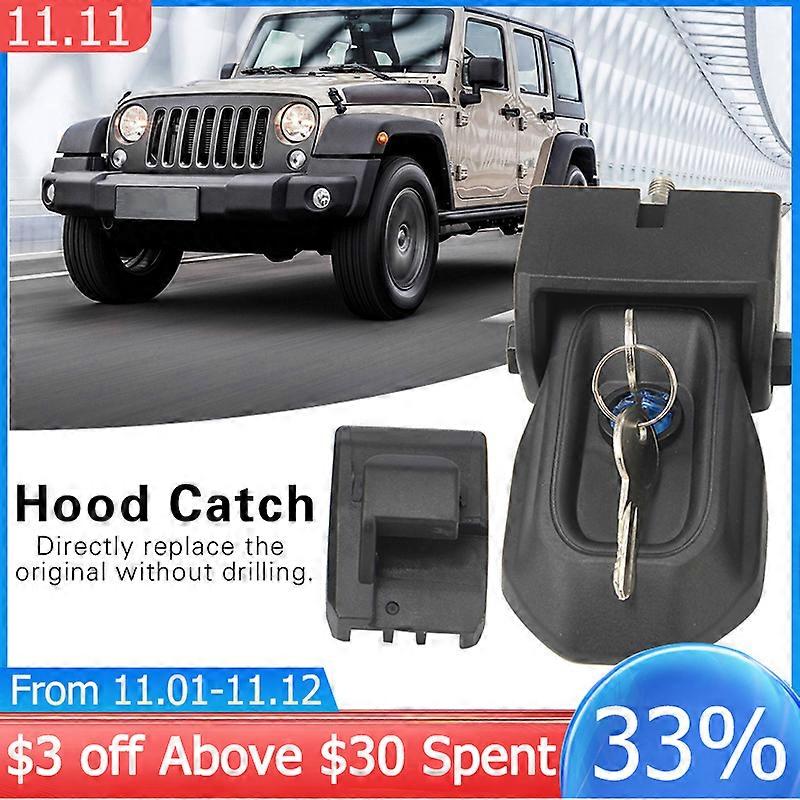 Locking hood holder with key kit, 1 pair, ABS + durable and anti -rust metal for Jeep Wrangler JL 2018 - 2020 MGO3