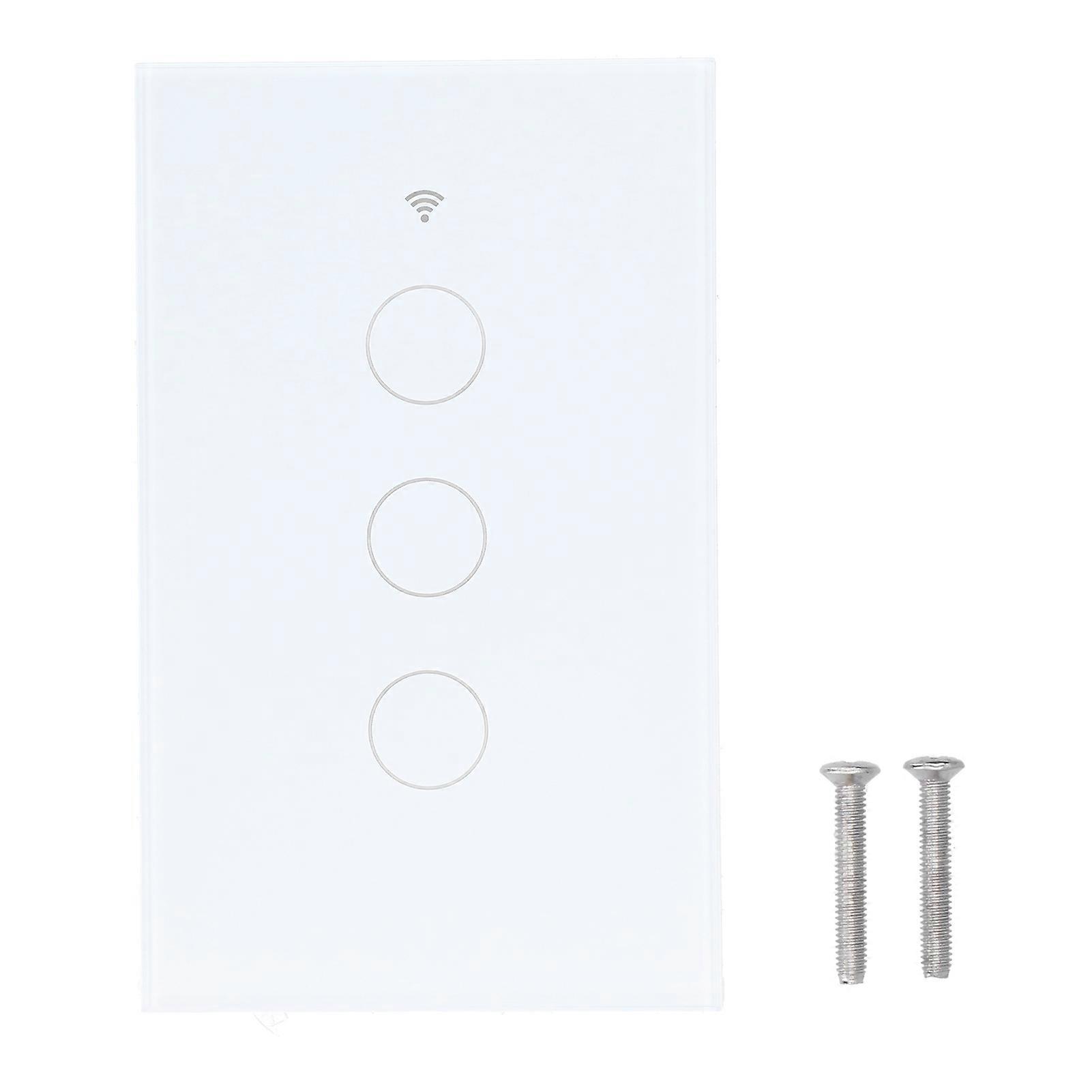 Intelligent Light Touch Switch Remote Control 3 Gang American Type Remote Switch for Tuya Zigbee 100240VWhite