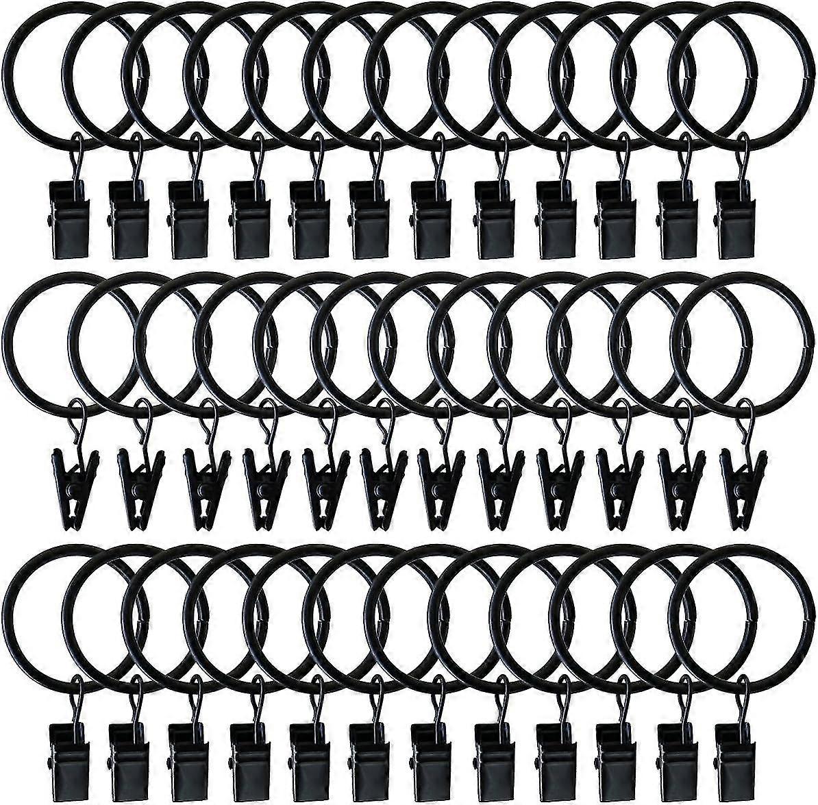 Curtain Clips Rings - 40 Pack, 1.26 Inch, Black