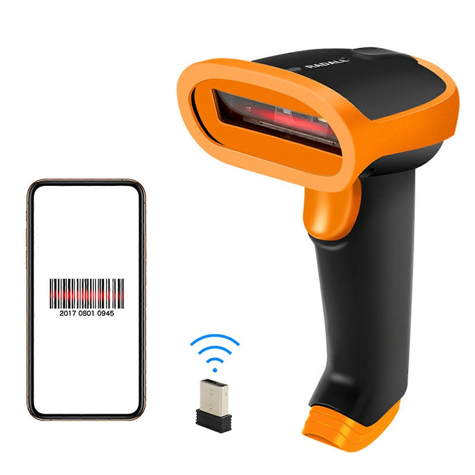 Wireless 2.4G 1D Barcode Scanner Handheld USB Wired Bar Code Reader Manual Trigger Scanning Support Paper Code/Screen Code Compatible with Windows And