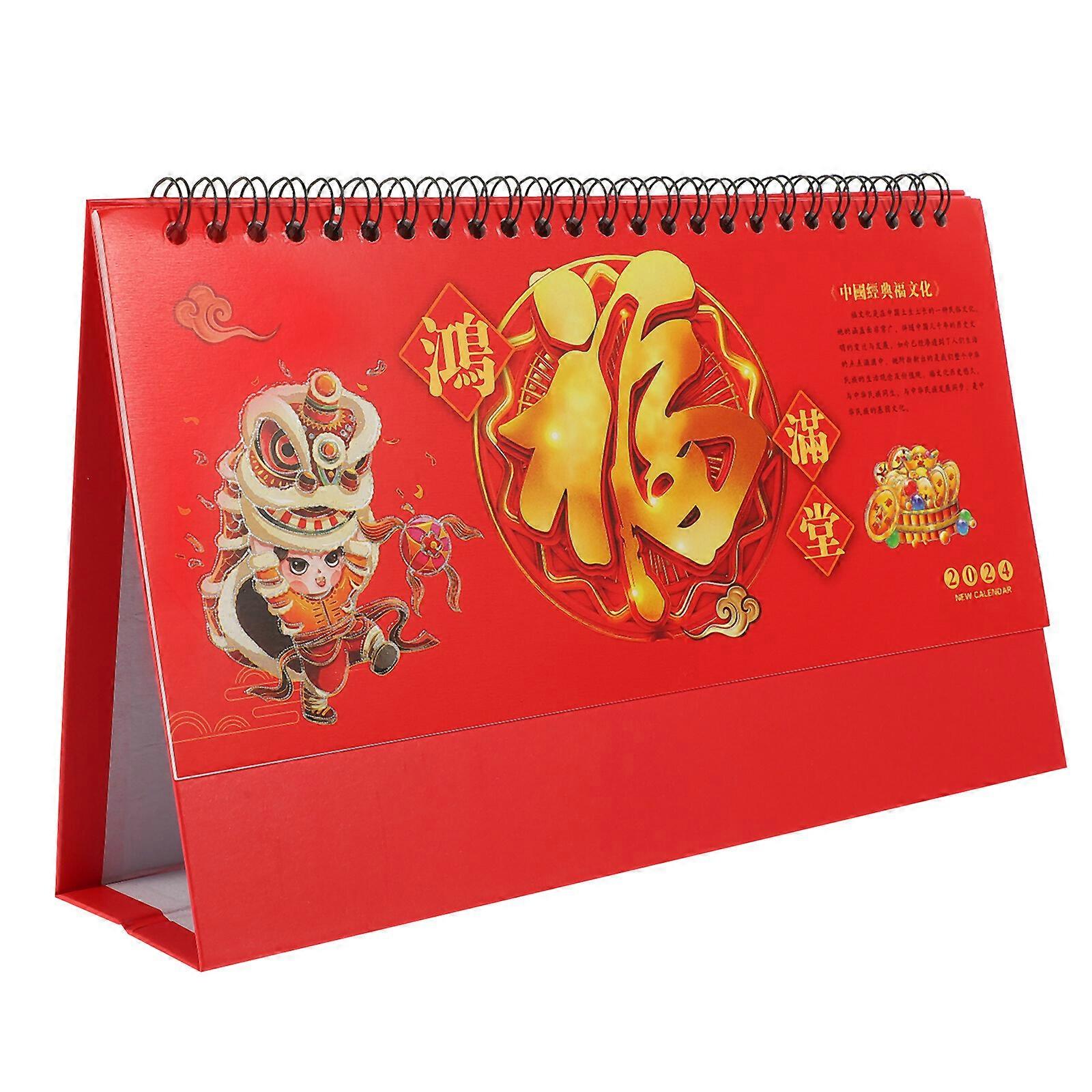 Desk Calendar Schedule Chinese Style Calendar Decor Planner Calendar Spiral Binding Calendar