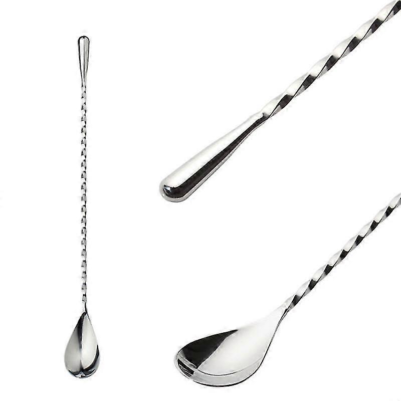 1 Pcs Stainless Steel Mixing Cocktail Spoon Spiral Pattern Bar Teadrop Spoon Stir