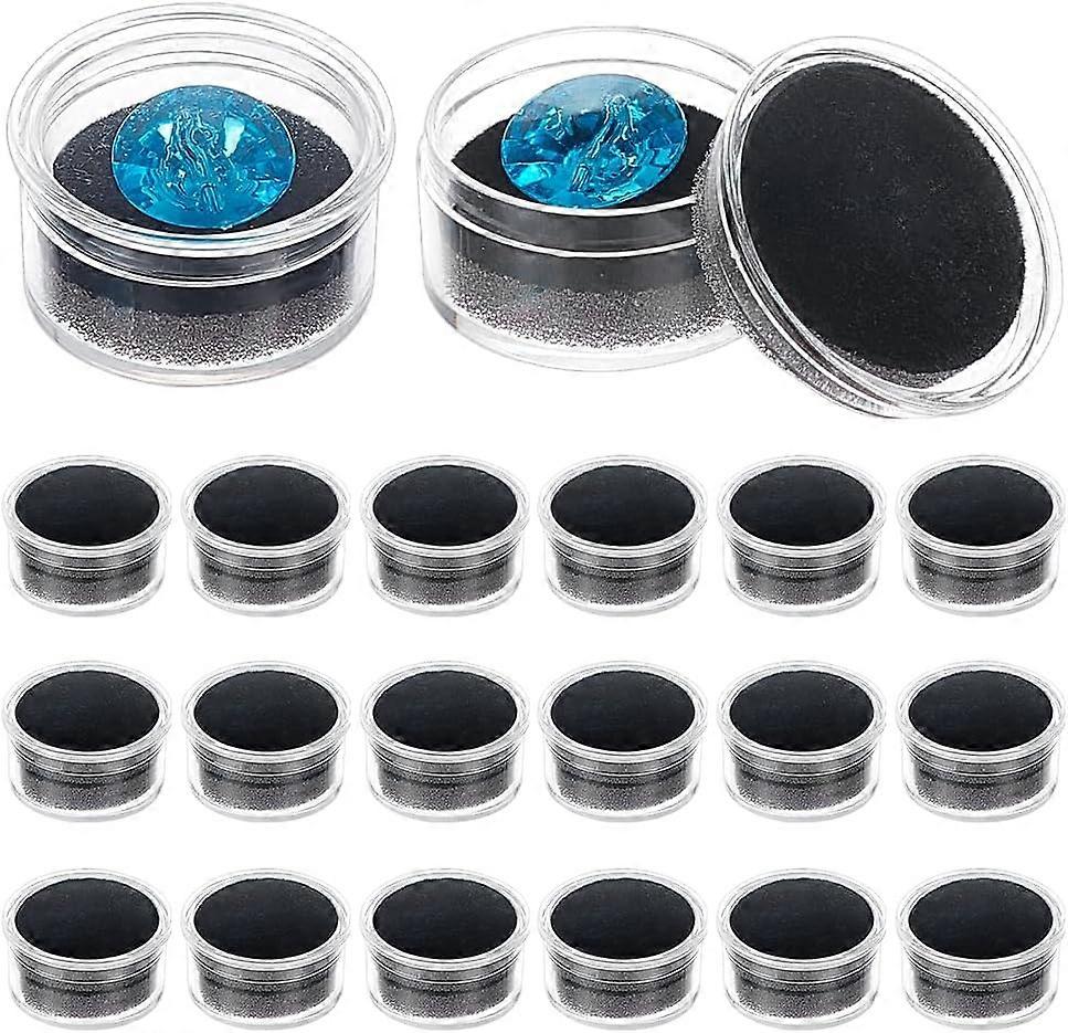 Plastic Bead Containers Storage Container for Beads with Sponges Flat Round Black 3.15x1.75cm Inner Diameter: 2.65cm