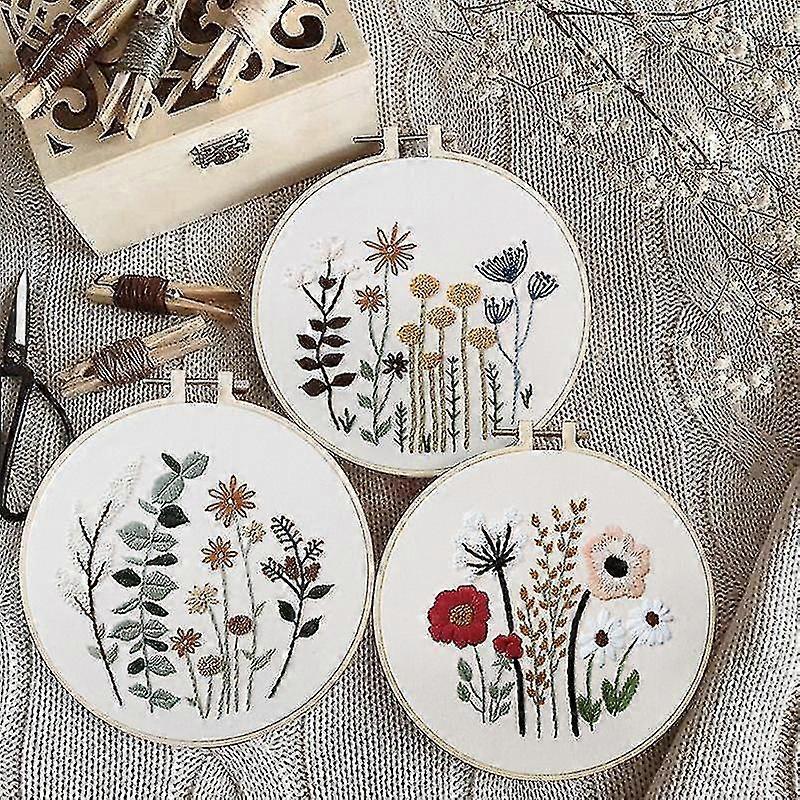 Garden Embroidery Kit Color Threads And Tools Kit Easy Embroidery Starter Kit For Home Outdoor-MXBC