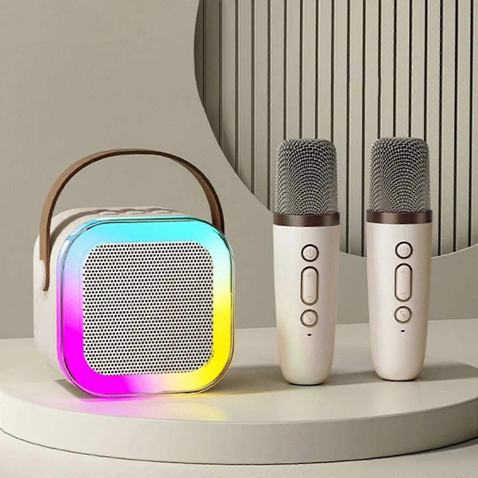 Mini Kids Karaoke Machine Bluetooth Portable Speaker with 2 Wireless Microphone,50% Offer