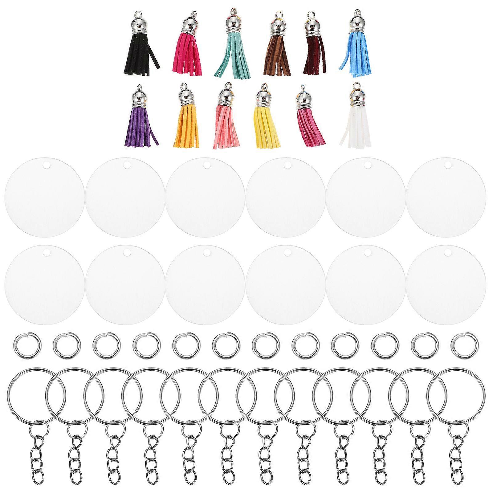 12 Ensembles Artisanat Ensembles Porte-clés Pompons Porte-clés Clair Rond Bricolage Porte-clés Bague Ensemble Porte-clés Anneau De Saut