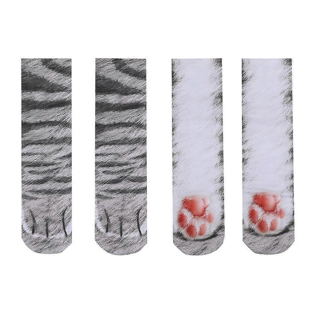 2pack Animal Paws Socks Funny 3D Animal Socks Crazy Cat Tiger Dog Paw Crew Socks Novelty Socks