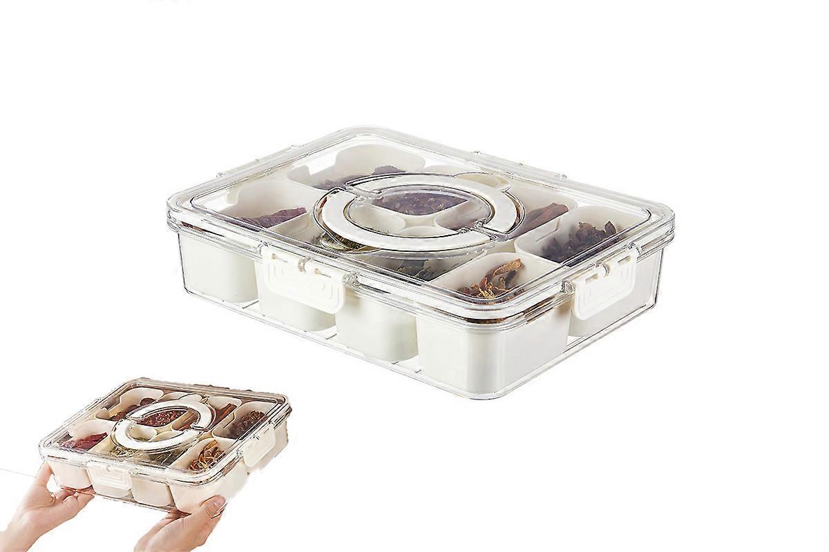 Dish Divided Serving Tray with Lid and Handle-8 Compartment