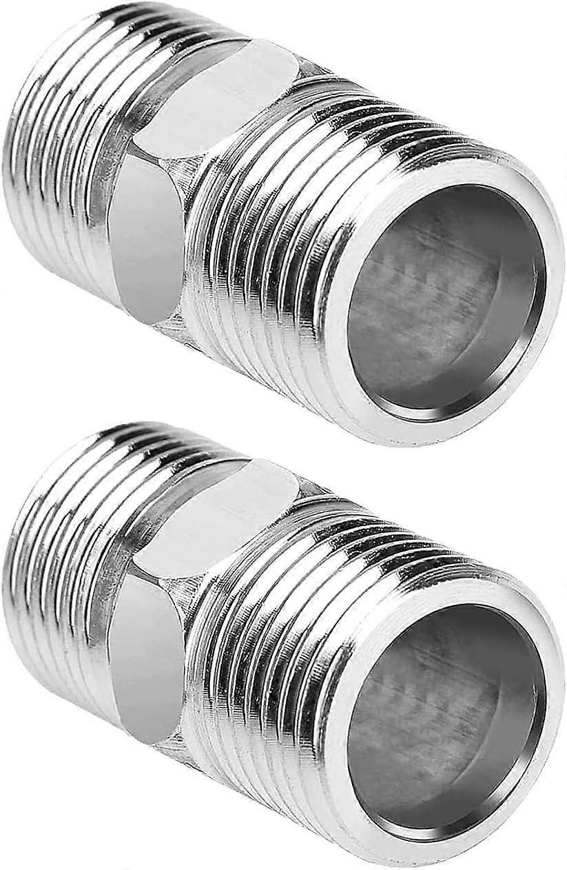 2 قطع دش خرطوم موصل دش موصل ، موصل سداسي الفولاذ المقاوم للصدأ ، تركيب تمديد خرطوم الدش