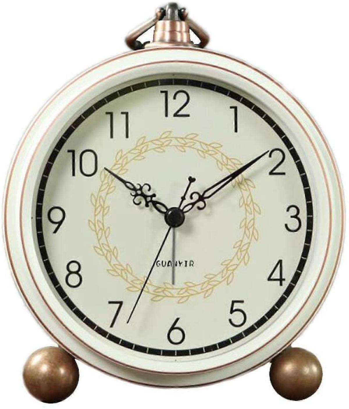 Alarm Clock, Retro Non-ticking Table Clock Battery Operated Small Alarm Clock With Quartz Analog, Desk Clock For Bedrooms Living Room Decor (arabic)