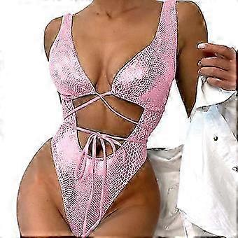 Sexys SleevelJumpsuit Swimsuit With Snake Print Comfortable Breathable Swimsuit For Beach Party Trip