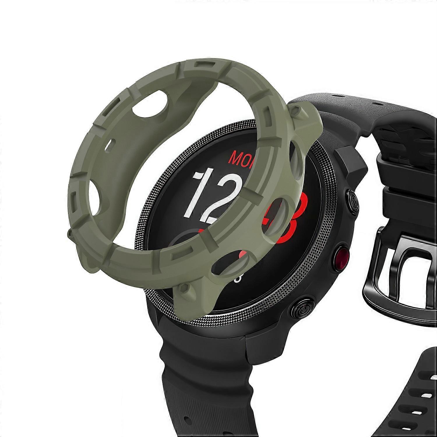 For Polar Vantage M3 TPU Case Hollow Half Wrapped Watch Frame Cover - Army Green